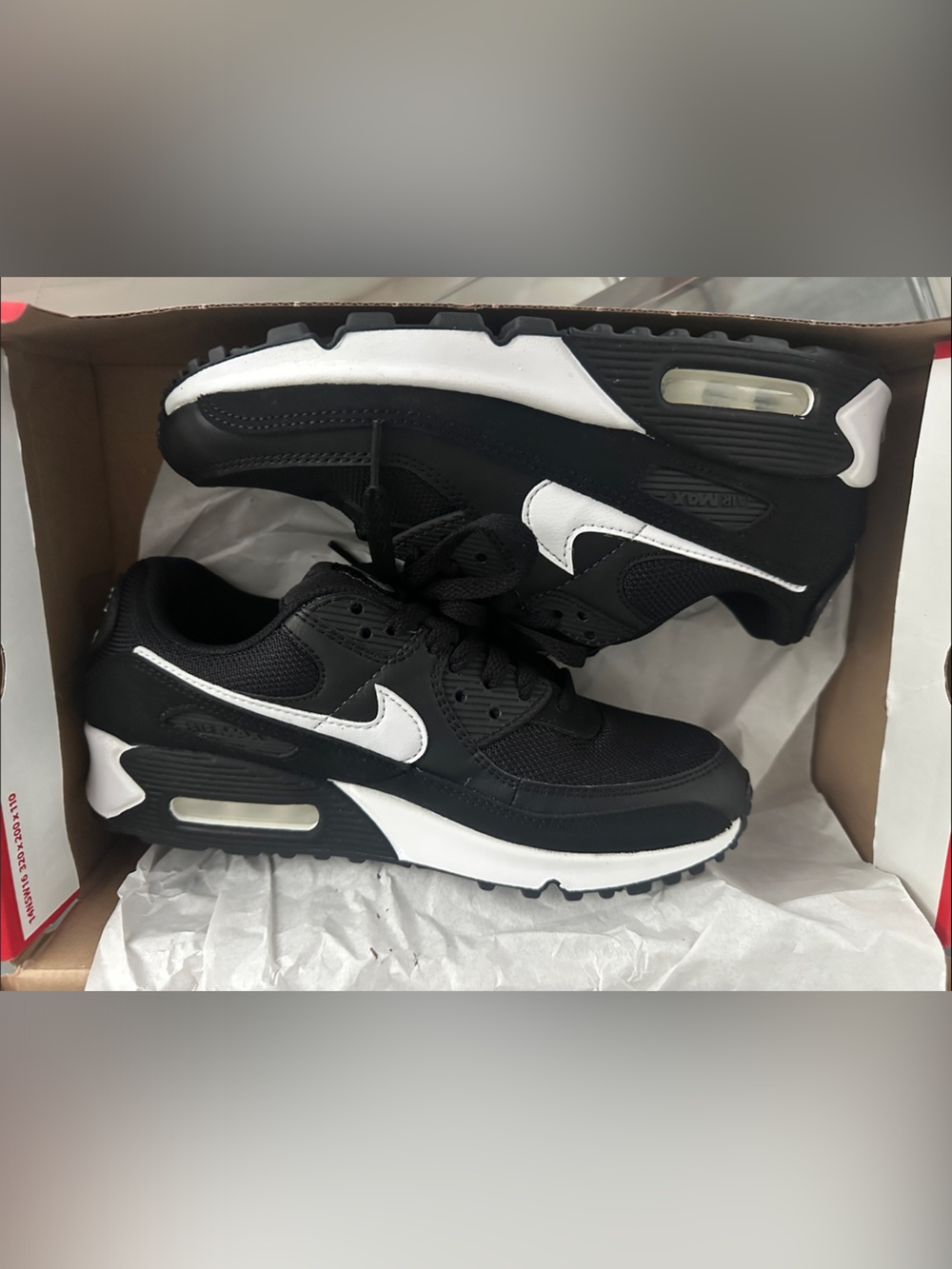 W Nike Black/White Air Max 90 Running Shoes